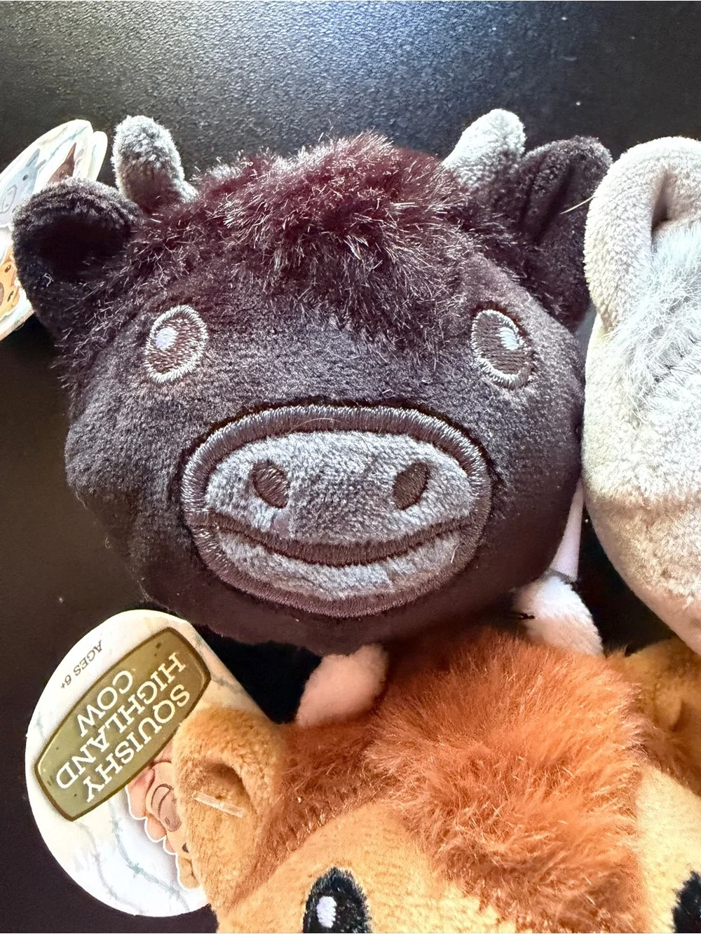 New Plush Squish Sugar Squeeze Set of 3 Highland Cow Heads Balls Squishy Toys